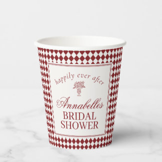 Gobelets En Papier Red Merlot Harlequin Checkered Bridal Shower