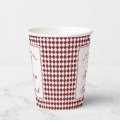 Gobelets En Papier Red Merlot Harlequin Checkered Wedding (Gauche)