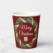 Gobelets En Papier Red Merry Christmas Wreath Custom Company (Recto)