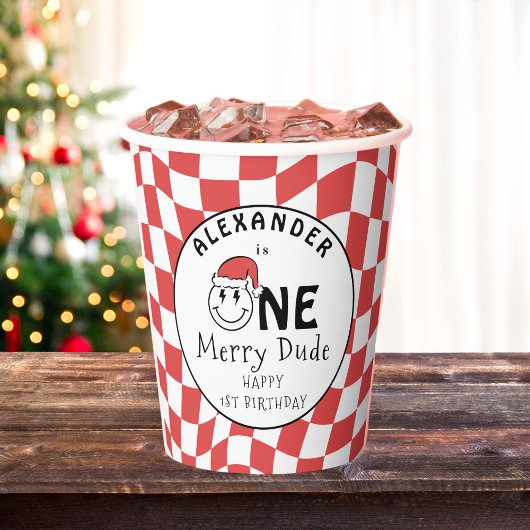 Gobelets En Papier Red One Happy Dude Noël 1er Anniversaire Décor