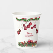 Gobelets En Papier Red Ornaments Modern Christmas Party (Verso)