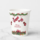 Gobelets En Papier Red Ornaments Modern Christmas Party (Recto)