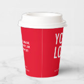 Gobelets En Papier Red Paper Cups with Lids Custom Business Logo 8 oz (Droite)