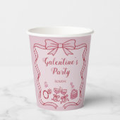 Gobelets En Papier Red Pink Bow Galentine's Party (Verso)