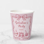 Gobelets En Papier Red Pink Bow Galentine's Party (Recto)
