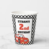 Gobelets En Papier Red Race Car 2e fête d'anniversaire (Recto)