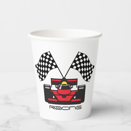 Gobelets En Papier Red Race Car À damiers Drapeau Design Paper Cup (Recto)