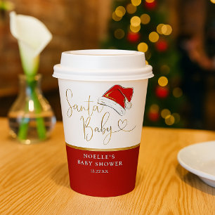 Gobelets En Papier Red Santa Hat Noël Père Noël Baby shower bébé