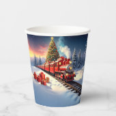 Gobelets En Papier Red Train Christmas Tree Holiday Paper Cups (Recto)