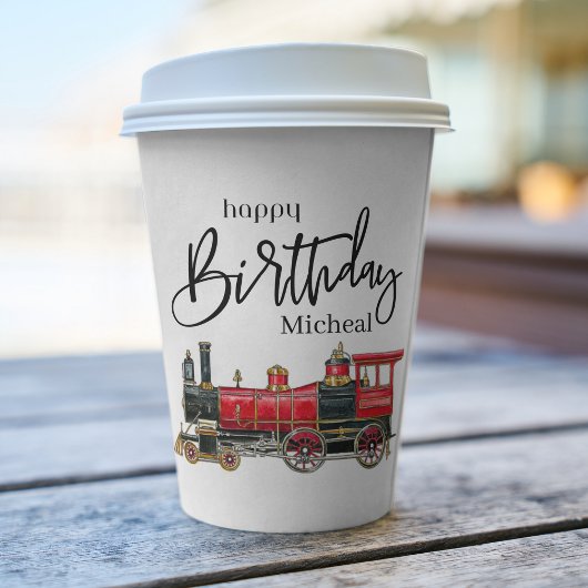 Gobelets En Papier Red Train Custom Joyeux Anniversaire tasse de papi