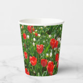 Gobelets En Papier Red Tulip Flower Field Nature Photographie (Gauche)