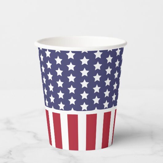 Gobelets En Papier Red White et Blue Stried American Flag Party (Recto)