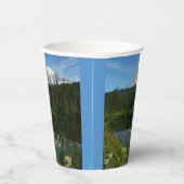 Gobelets En Papier Réflexion du lac Rainier avec Fleurs sauvages (Droite)