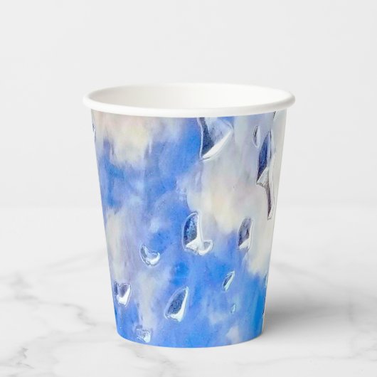 Gobelets En Papier Réflexions bleu ciel et océan (Verso)