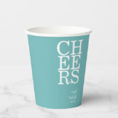 Gobelets En Papier Réflexions Mariage Cheers Turquoise ID774 (Recto)