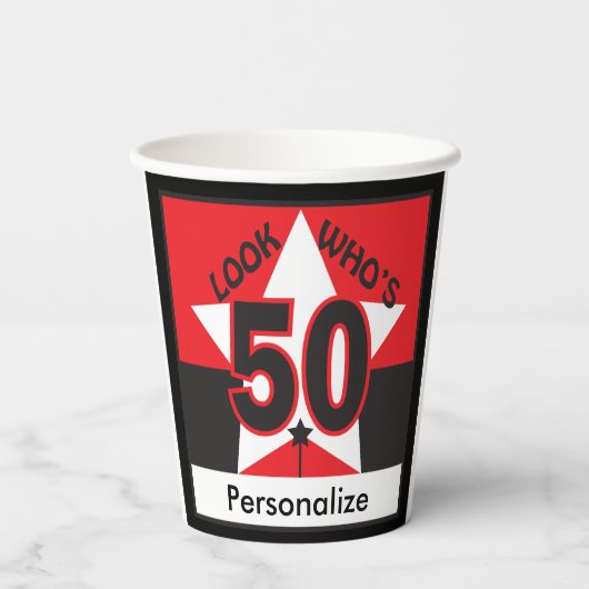 Gobelets En Papier Regardez qui a 50 ans | 50e anniversaire (Verso)