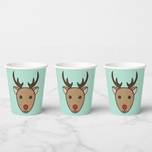 Gobelets En Papier Reindeer Christmas Holiday Café tasses en papier (Multi)