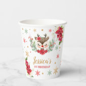 Gobelets En Papier Reindeer Noël 1er anniversaire Red Winter Deer (Recto)