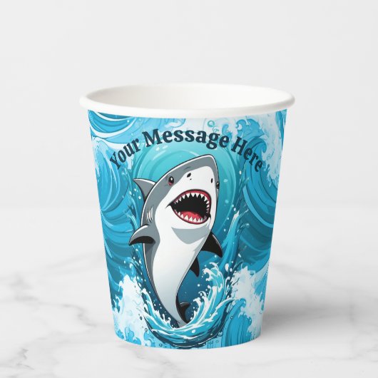 Gobelets En Papier Rejoignez-nous pour un requin mordant (Recto)