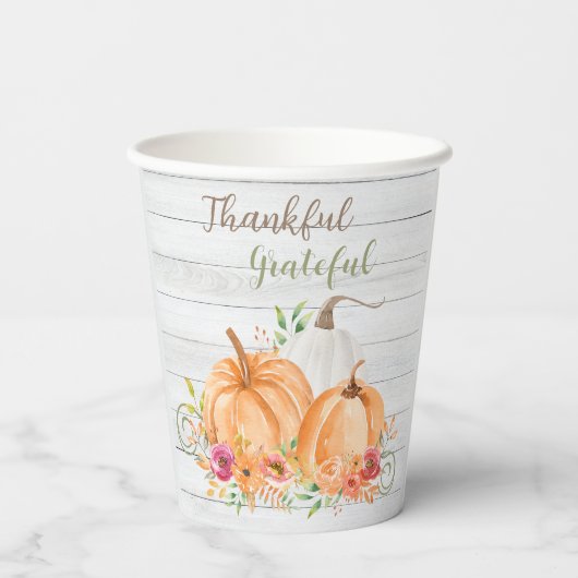 Gobelets En Papier Remerciements | Aquarelle Citrouille automne autom (Verso)