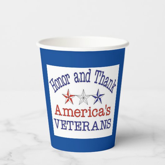 Gobelets En Papier Remerciements honorifiques aux anciens combattants (Verso)
