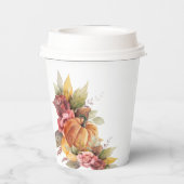 Gobelets En Papier Remerciements Thanksgiving Citrouille orange d'aut (Verso)