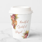 Gobelets En Papier Remerciements Thanksgiving Citrouille orange d'aut (Recto)