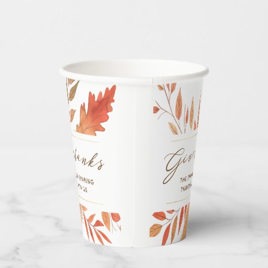 Gobelets En Papier Remerciez Russe Automne Feuilles Thanksgiving (Droite)