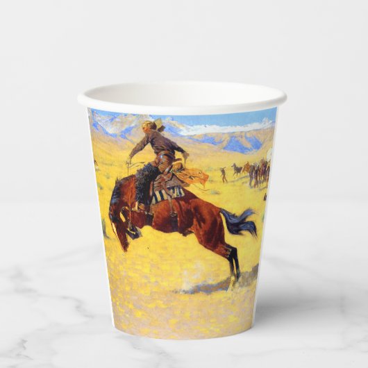 Gobelets En Papier Remington Old West Horse et Cowboy (Recto)
