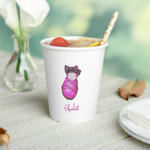 Gobelets En Papier Remonter puis Swaddle Baby shower rose