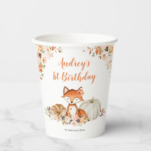 Gobelets En Papier Renard d'automne Elle est sauvage Un Anniversaire 