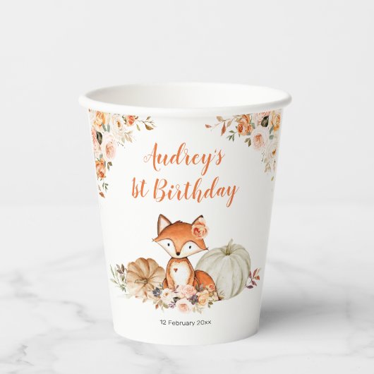 Gobelets En Papier Renard d'automne Elle est sauvage Un Anniversaire (Recto)
