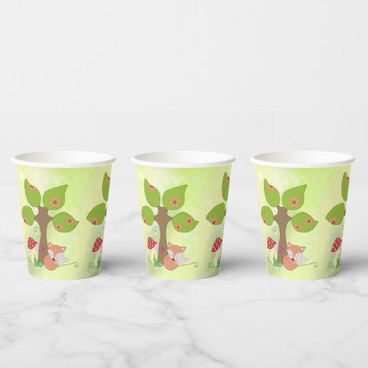 Gobelets En Papier renard sous l'arbre (Multi)