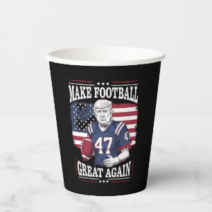 Gobelets En Papier Rendre le football génial à nouveau drapeau vintag