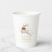 Gobelets En Papier Renne de Noël or et blanc (Verso)