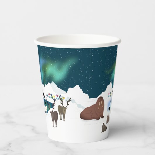 Gobelets En Papier Renne polaire arctique Walrus Orca Narwhal Fox (Verso)