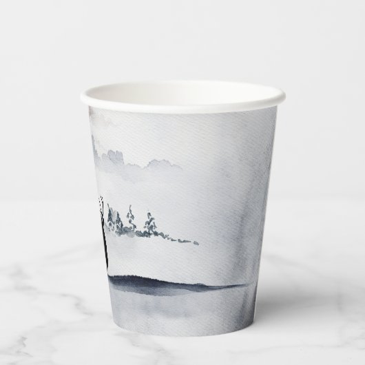 Gobelets En Papier Rennes dans l'Aquarelle gris sauvage Noël (Verso)