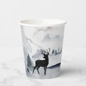 Gobelets En Papier Rennes dans l'Aquarelle gris sauvage Noël (Gauche)