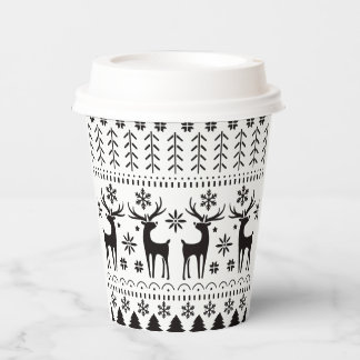 Gobelets En Papier Rennes de Noël en art folklorique moderne