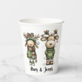 Gobelets En Papier Rennes de Noël mignons (Verso)