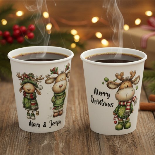 Gobelets En Papier Rennes de Noël mignons