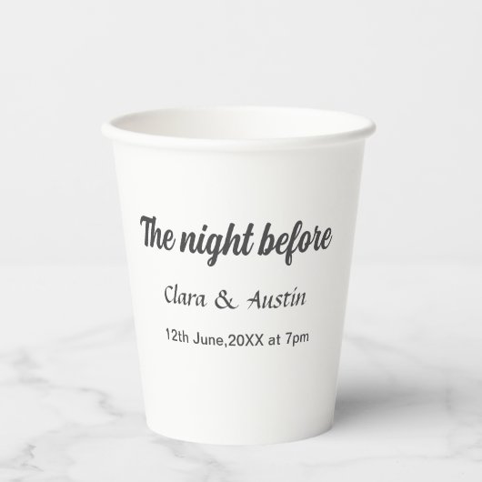 Gobelets En Papier Répétition dîner la nuit avant simple minimum m (Recto)