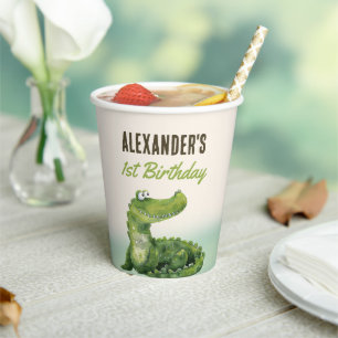 Gobelets En Papier Reptile de marais 1er fête d'anniversaire