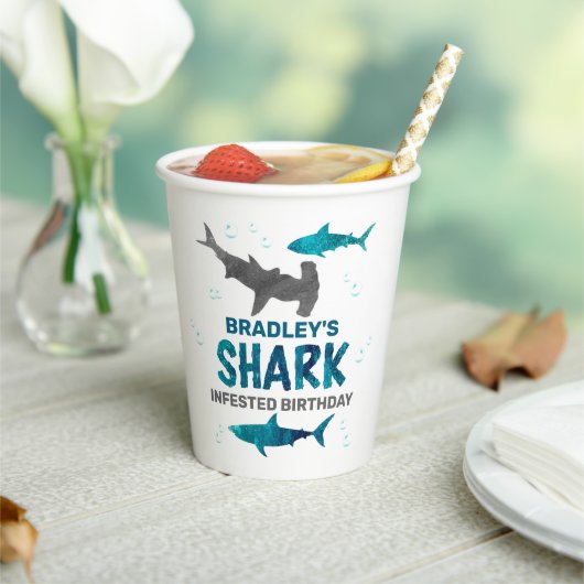 Gobelets En Papier Requin infesté n'importe quel âge fête d'anniversa (Insitu)