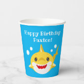 Gobelets En Papier Requins personnalisés Blue Ocean Anniversaire (Verso)
