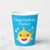 Gobelets En Papier Requins personnalisés Blue Ocean Anniversaire (Recto)