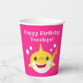 Gobelets En Papier Requins personnalisés Coupes en papier rose océan (Verso)