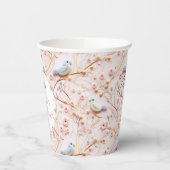 Gobelets En Papier Ressort Baby shower rose Floral Personnalisé (Gauche)