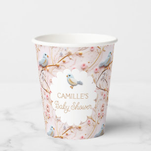 Gobelets En Papier Ressort Baby shower rose Floral Personnalisé