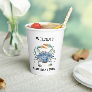 Gobelets En Papier Restaurant de fruits de mer accueil Crab bleu Pers